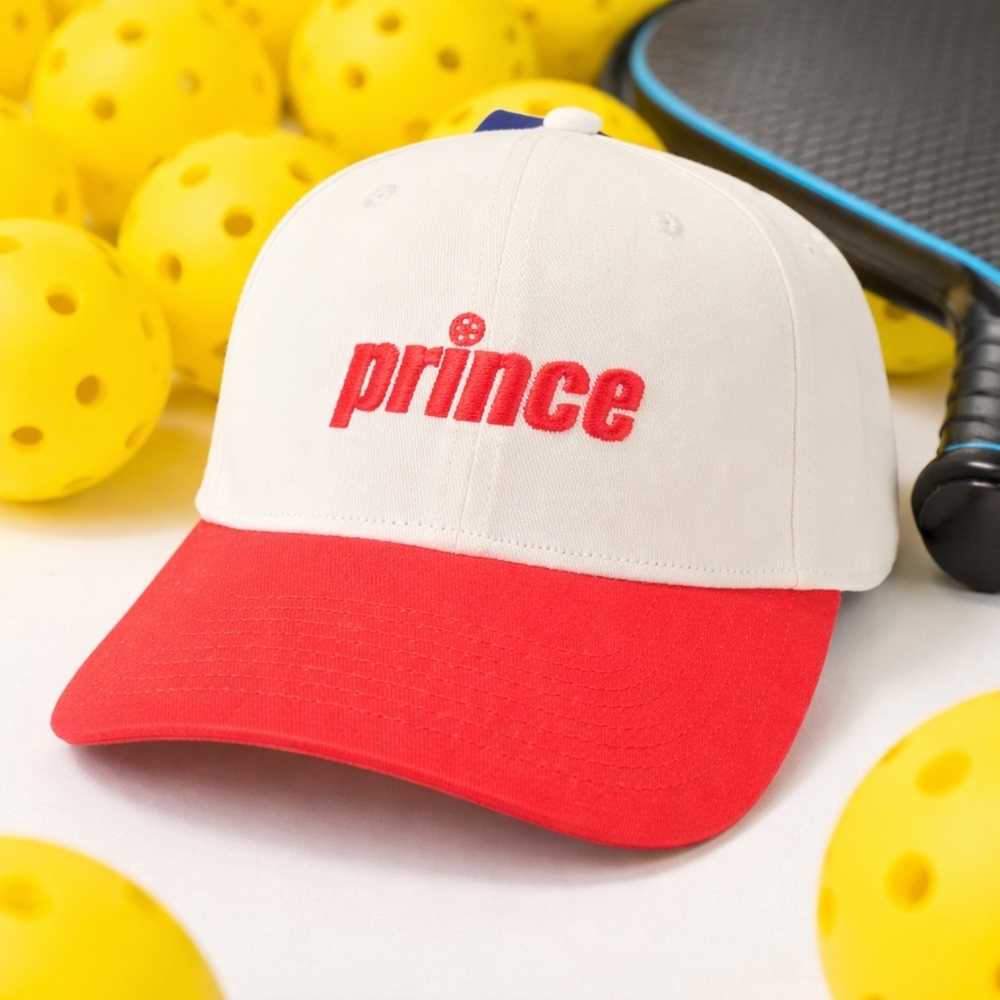 Prince Pickleball Hat Cap Cloud White Power Red Adjustable Strapback NWT